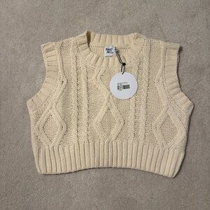 Cream Cropped Sweater Vest